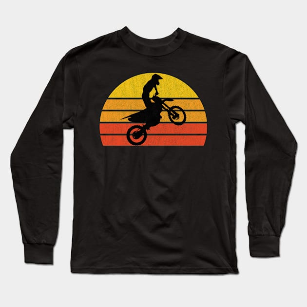 Retro Dirt Bike Long Sleeve T-Shirt by BlendedArt